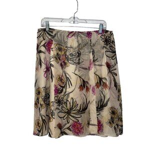 St. John Couture  Silk Bohemian Womens Floral Print Skirt Size 10